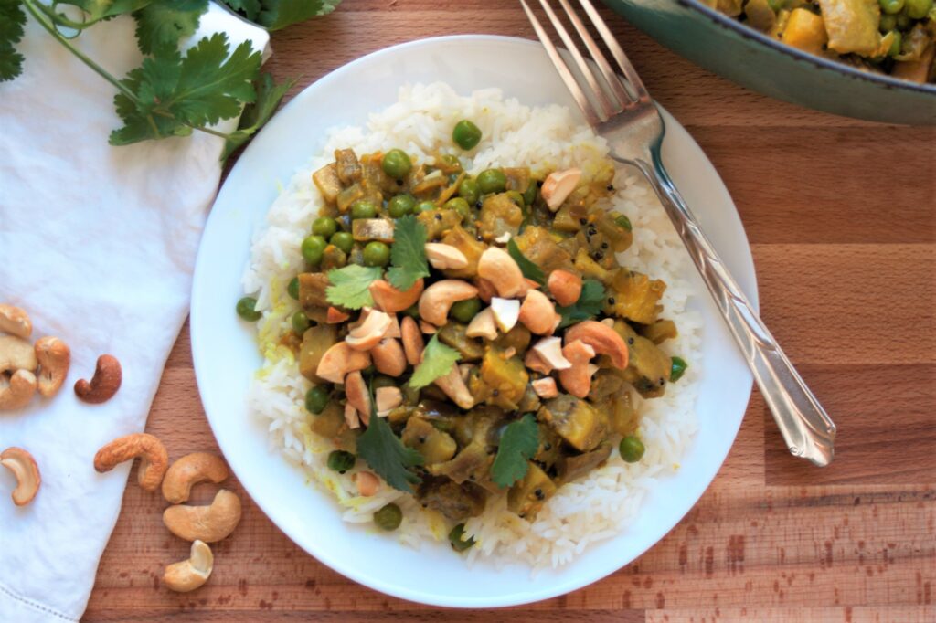 Spiced Eggplant Curry with Peas