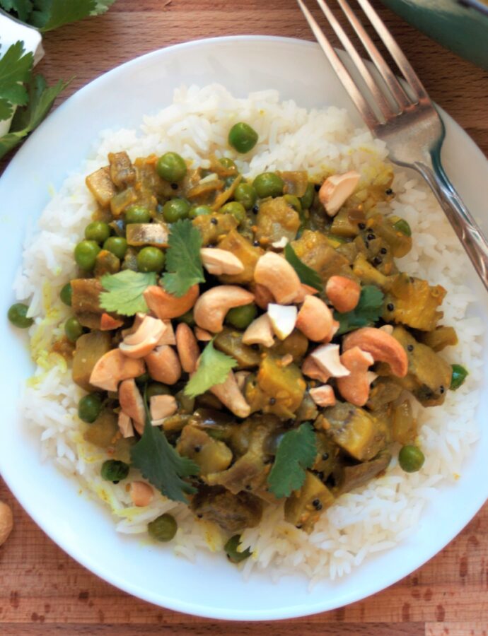 Spiced Eggplant Curry with Peas