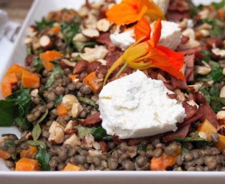 French Green Lentil and Butternut Squash Salad With Goat Cheese