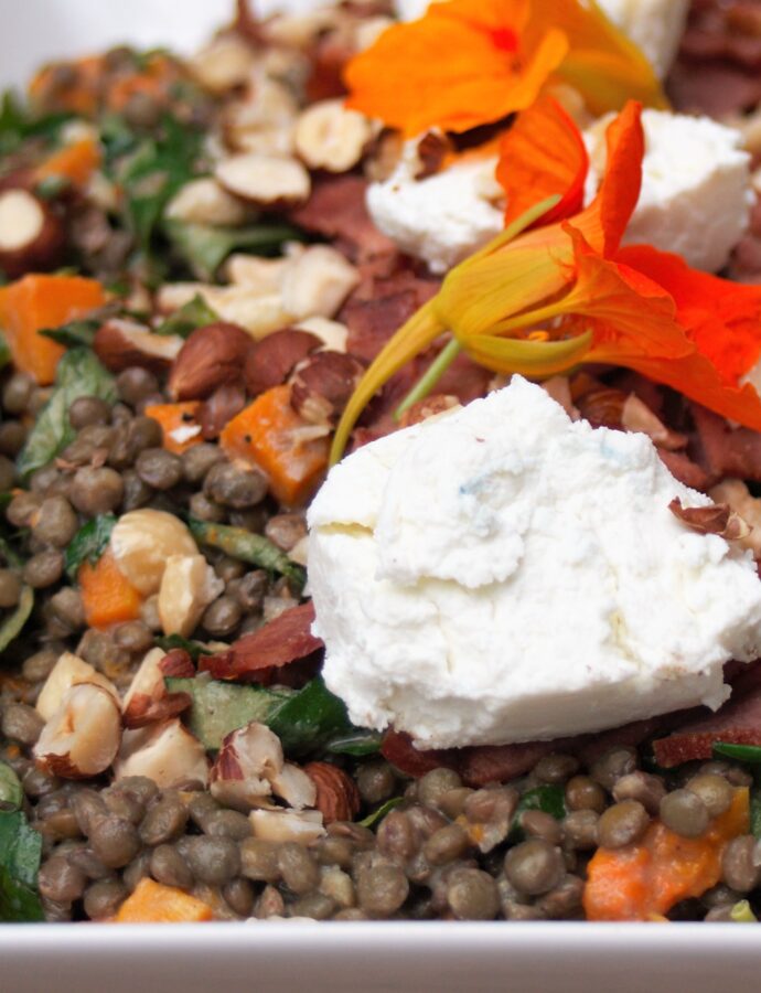 French Green Lentil and Butternut Squash Salad With Goat Cheese
