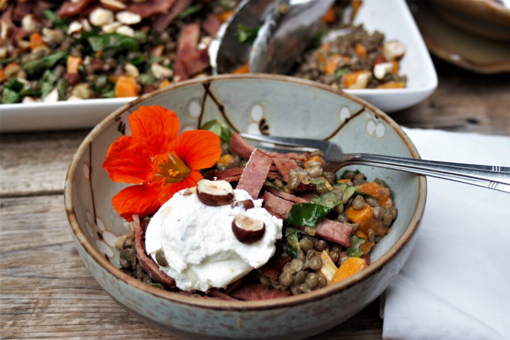 French Green Lentil and Butternut Squash Salad