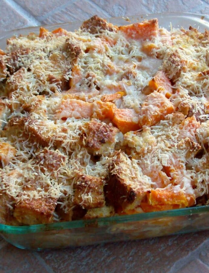 Savory Bread Pudding with Winter Squash