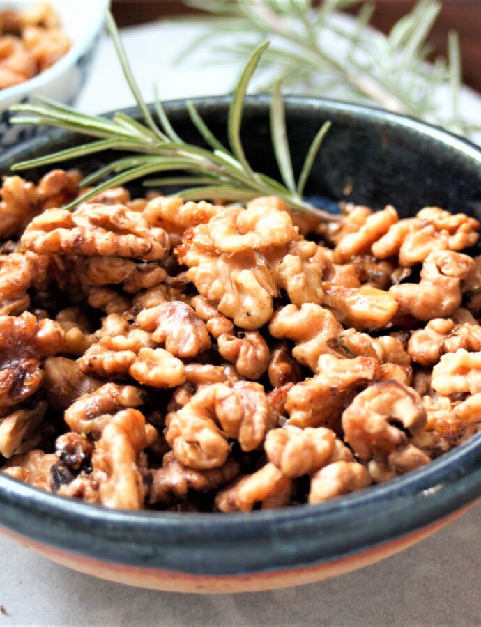Simple Rosemary Maple Roasted Walnuts for Gifting